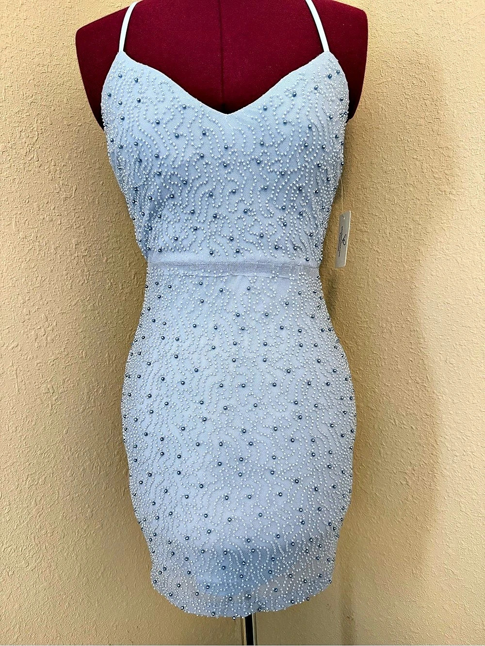 Windsor Demi Pearl Beaded Strappy Back Mini Dress Mini Dress